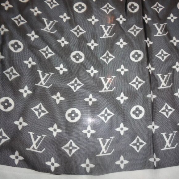 NEW AUTHENTIC RARE 2021 LOUIS VUITTON 100% SILK SCARF SCARVE BLACK WHITE 60"X20" - Picture 8 of 12
